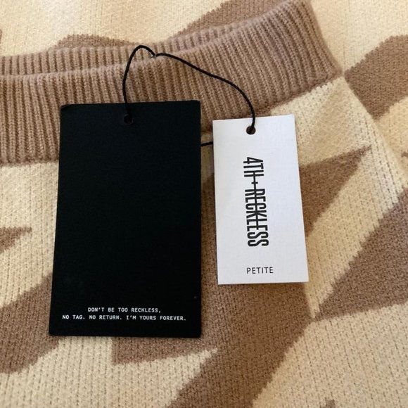 4th & Reckless Women's Nude Houndstooth Knitted, Size XXS - New with Tags - Picture 5 of 6